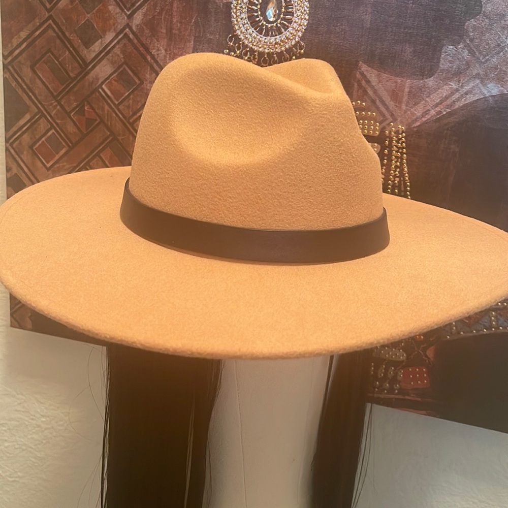 Wide brim “Tan” Hat with black buckle